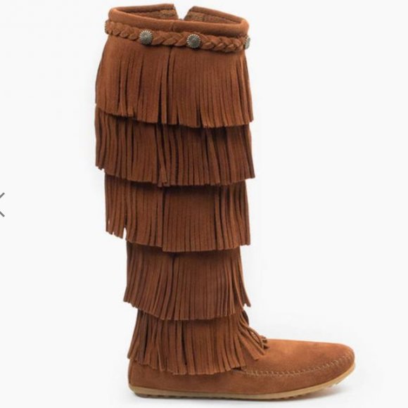 Anthropologie Minnetonka Moccasins 5 Layer Fringe Boot - Picture 11 of 15